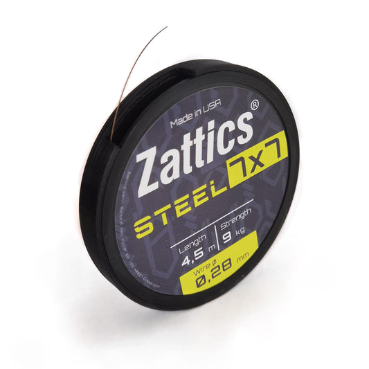 Zattics Raubfisch Stahlvorfach in 7x7 in 9kg für das Zanderangeln auf einer drehbaren Spule